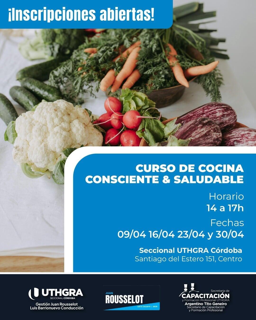 Nuevo Curso de Cocina Consciente & Saludable en UTHGRA Córdoba